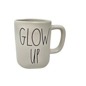 Rae Dunn Glow Up Mug Large Ceramic Coffee Tea Cup 16 oz White Gift Kitchen